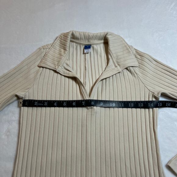 Old Navy Ribbed Knee Length Shirt Dress Size Small Academia Casual Neutral - Picture 7 of 8